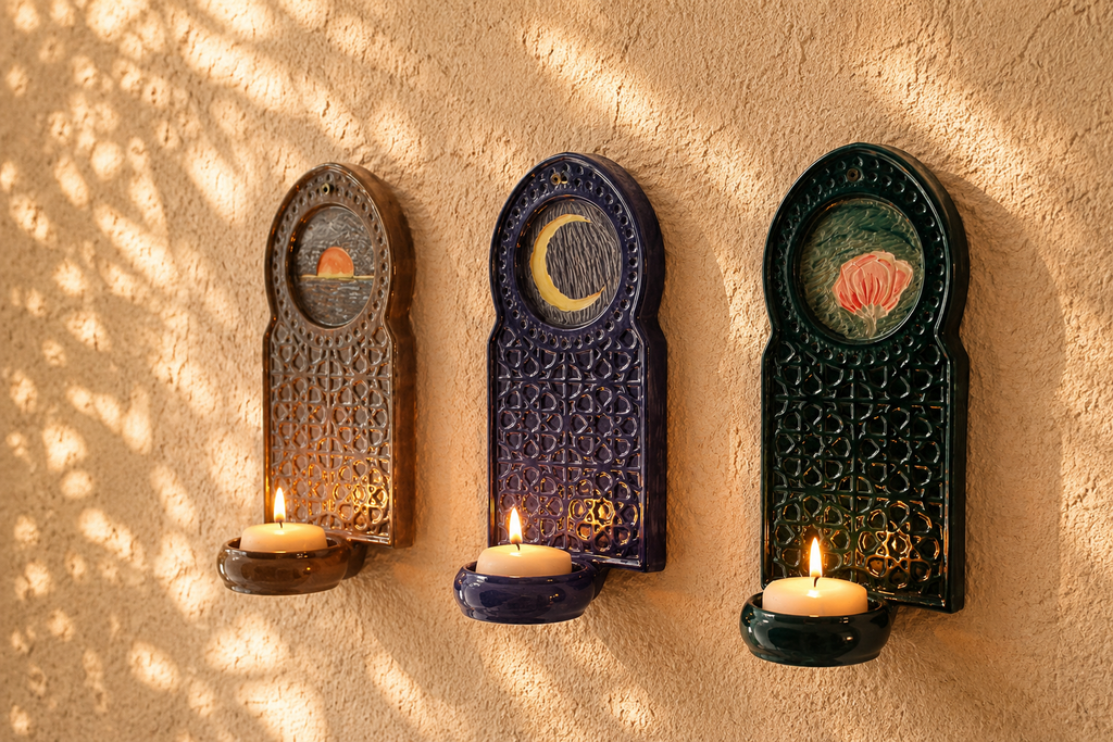 Handmade Geometric Wall Candle Holder | Old Medina Door Design
