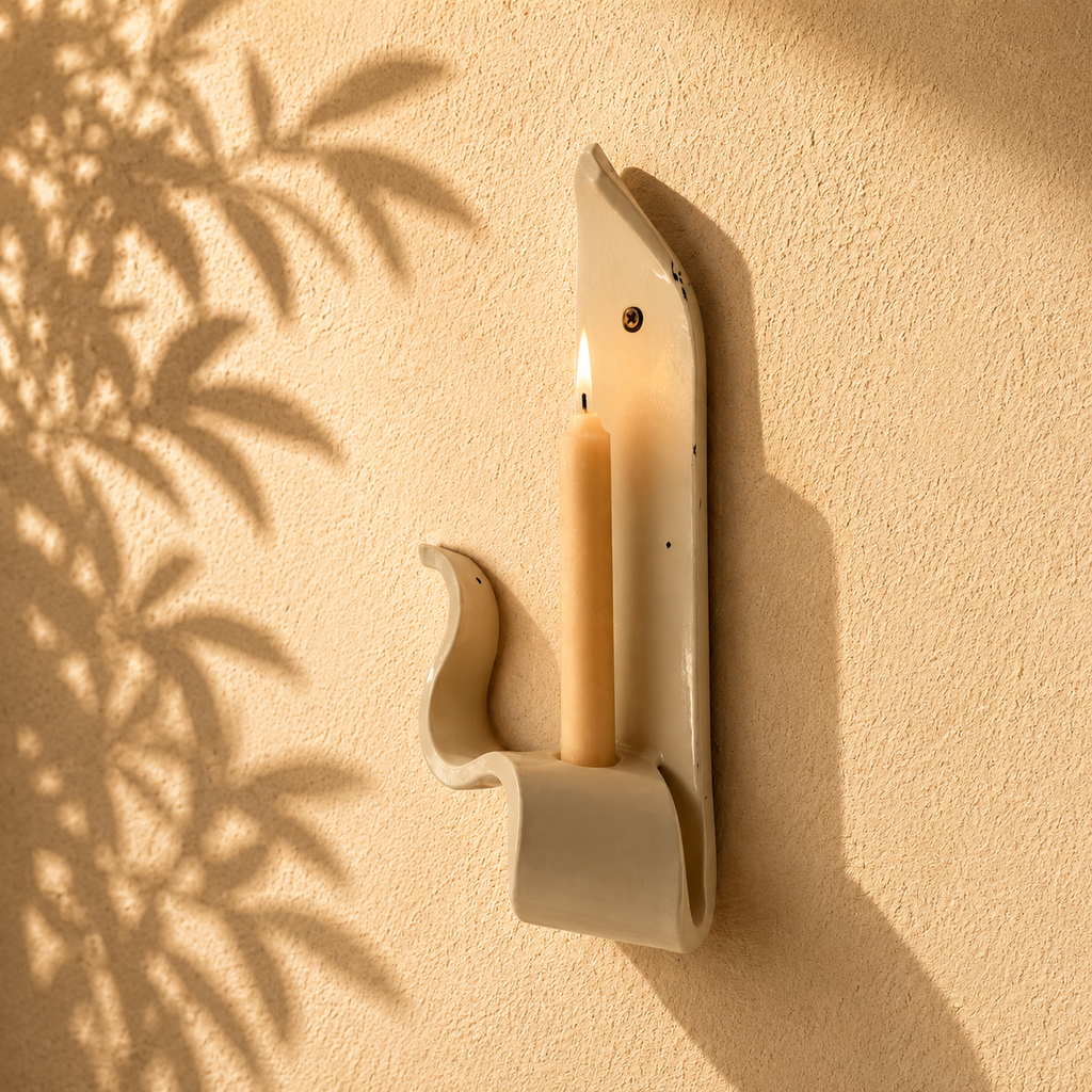 Sculptural Ceramic Wall Candle Holder