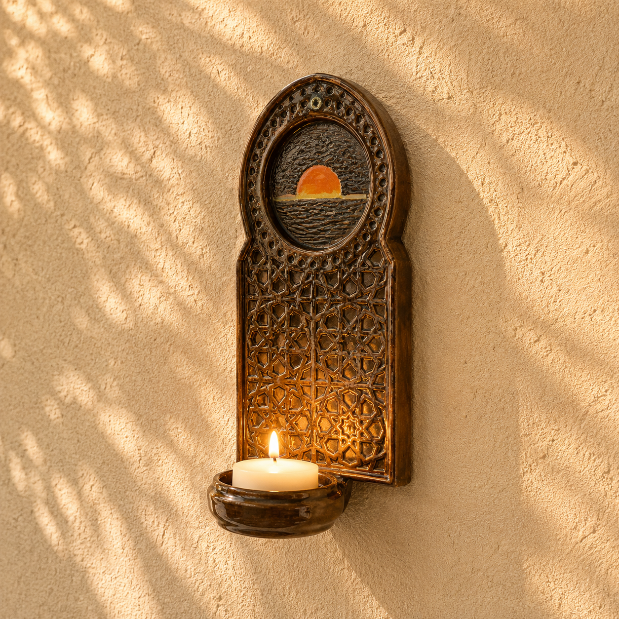 Handmade Geometric Wall Candle Holder | Old Medina Door Design