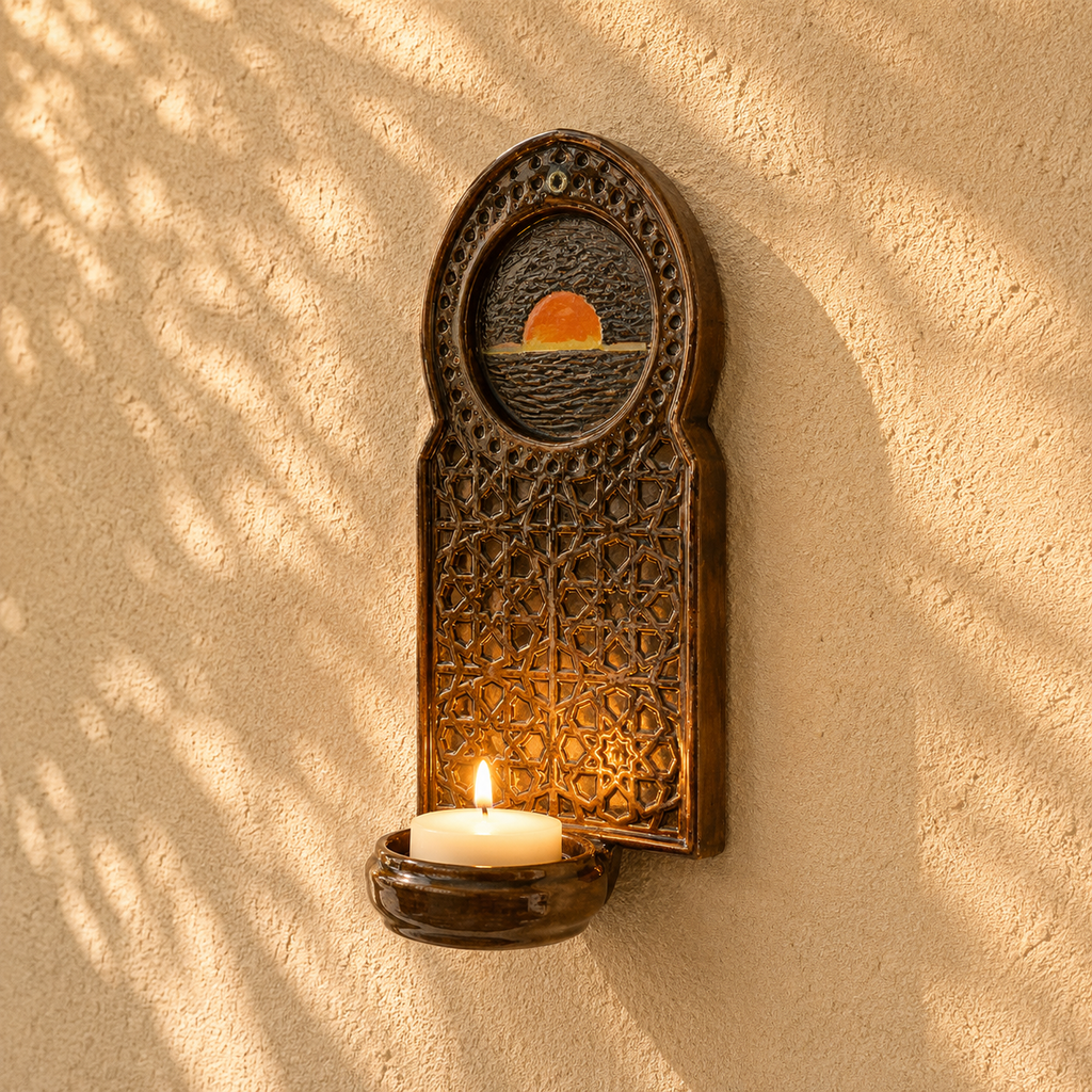 Handmade Geometric Wall Candle Holder | Old Medina Door Design