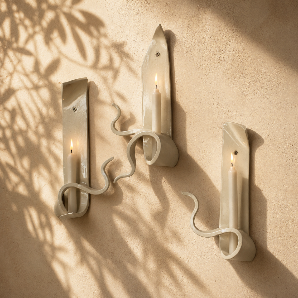 Sculptural Ceramic Wall Candle Holder