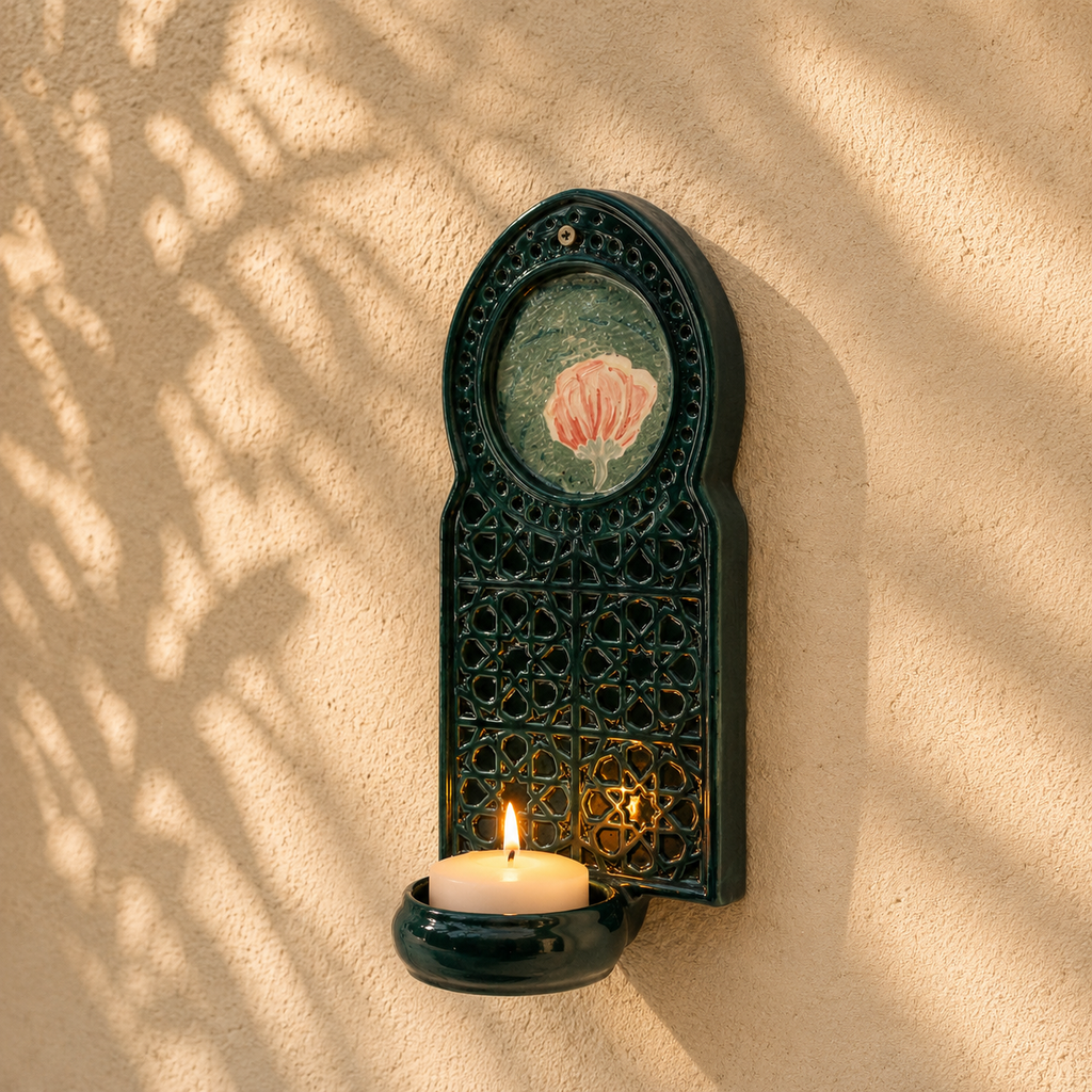 Handmade Geometric Wall Candle Holder | Old Medina Door Design
