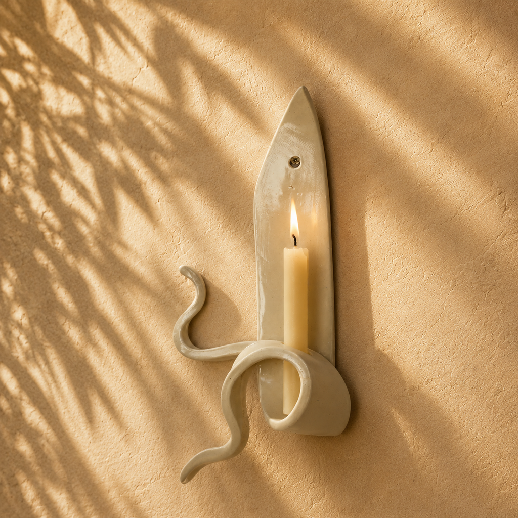 Sculptural Ceramic Wall Candle Holder