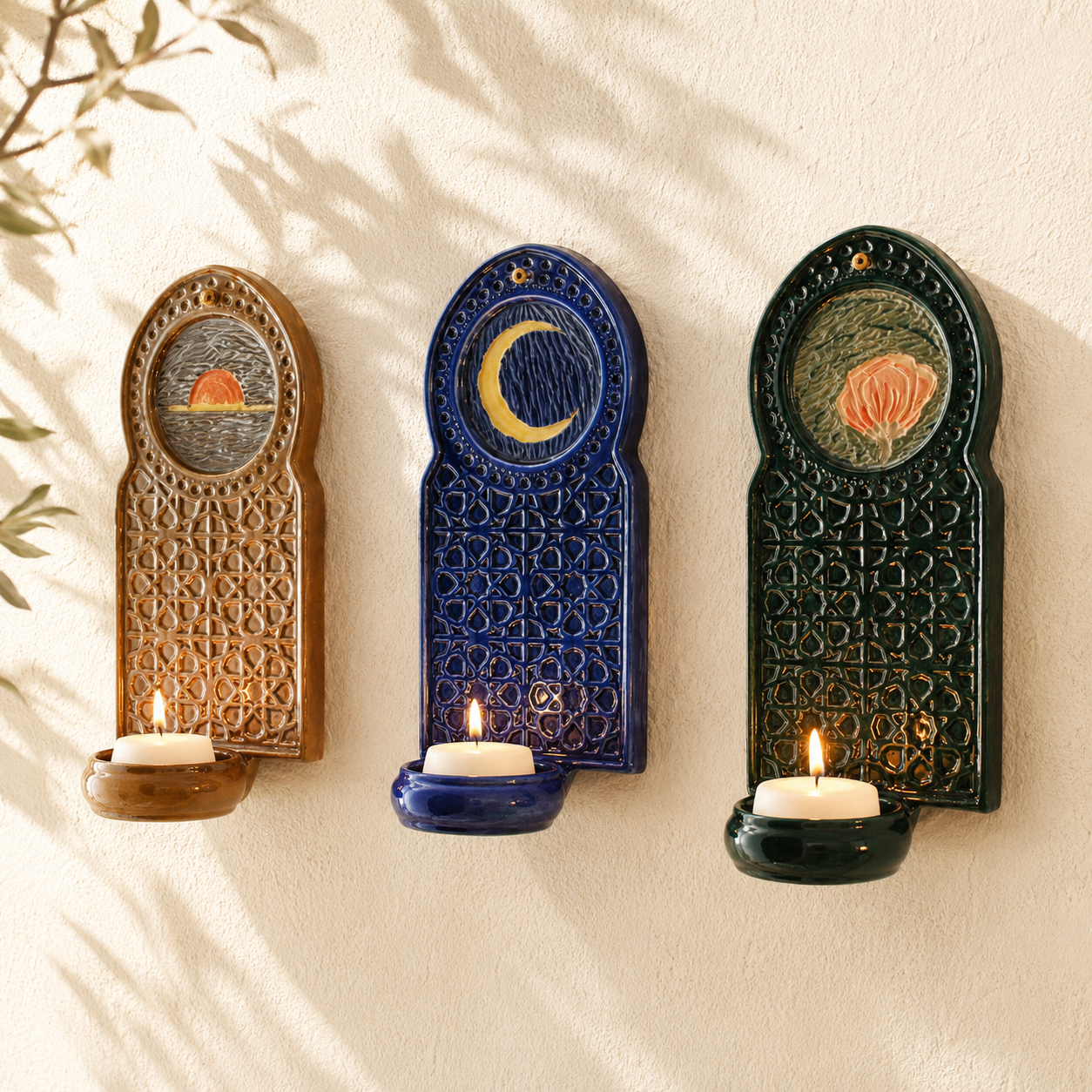 Handmade Geometric Wall Candle Holder | Old Medina Door Design